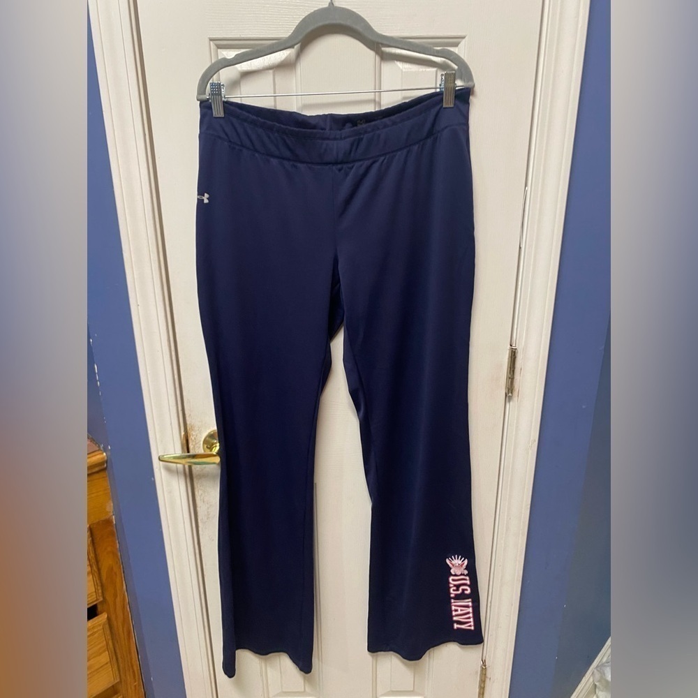 Under Armour, blue track pants with slim fit, and elastic waistband XL
